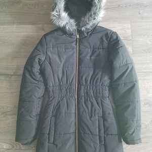 Hooded Calvin Klein Winter Coat w/ faux fur
